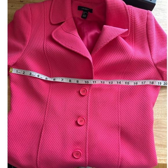 LOUBEN Hot Pink Textured Blazer Jacket Women's Size 8 Button Front - Picture 9 of 10